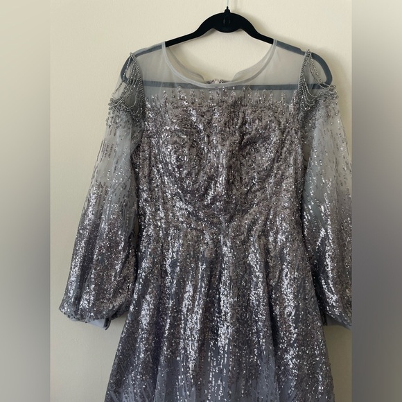 NWT Mac Duggal JEWEL ENCRUSTED ILLUSION LONG SLEEVE A LINE GOWN $798 - Picture 11 of 16
